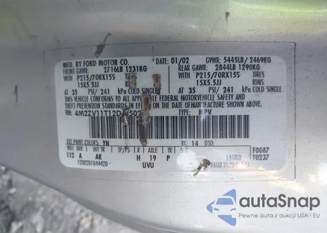 2002 Mercury Villager from USA, damaged, VIN 4M2ZV11T12DJ05028